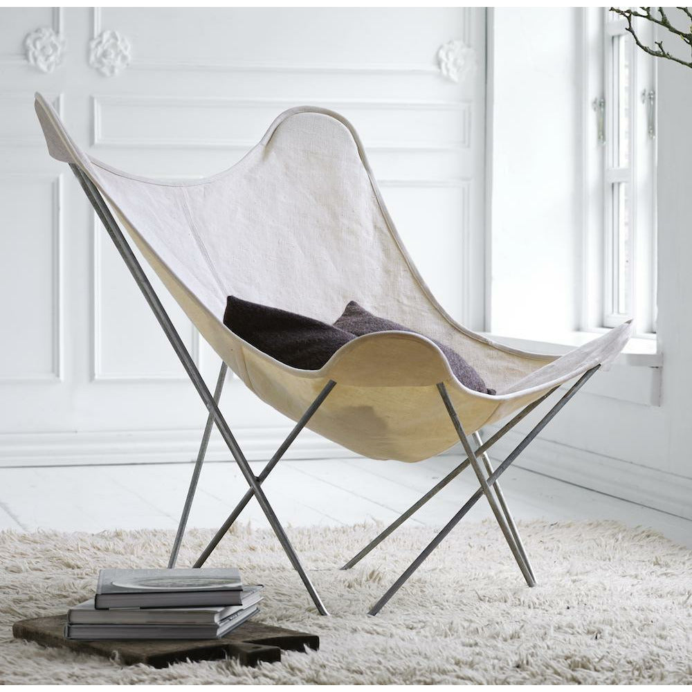 Cuero Cotton Canvas Mariposa Chair, Hvid Med Sort Stel