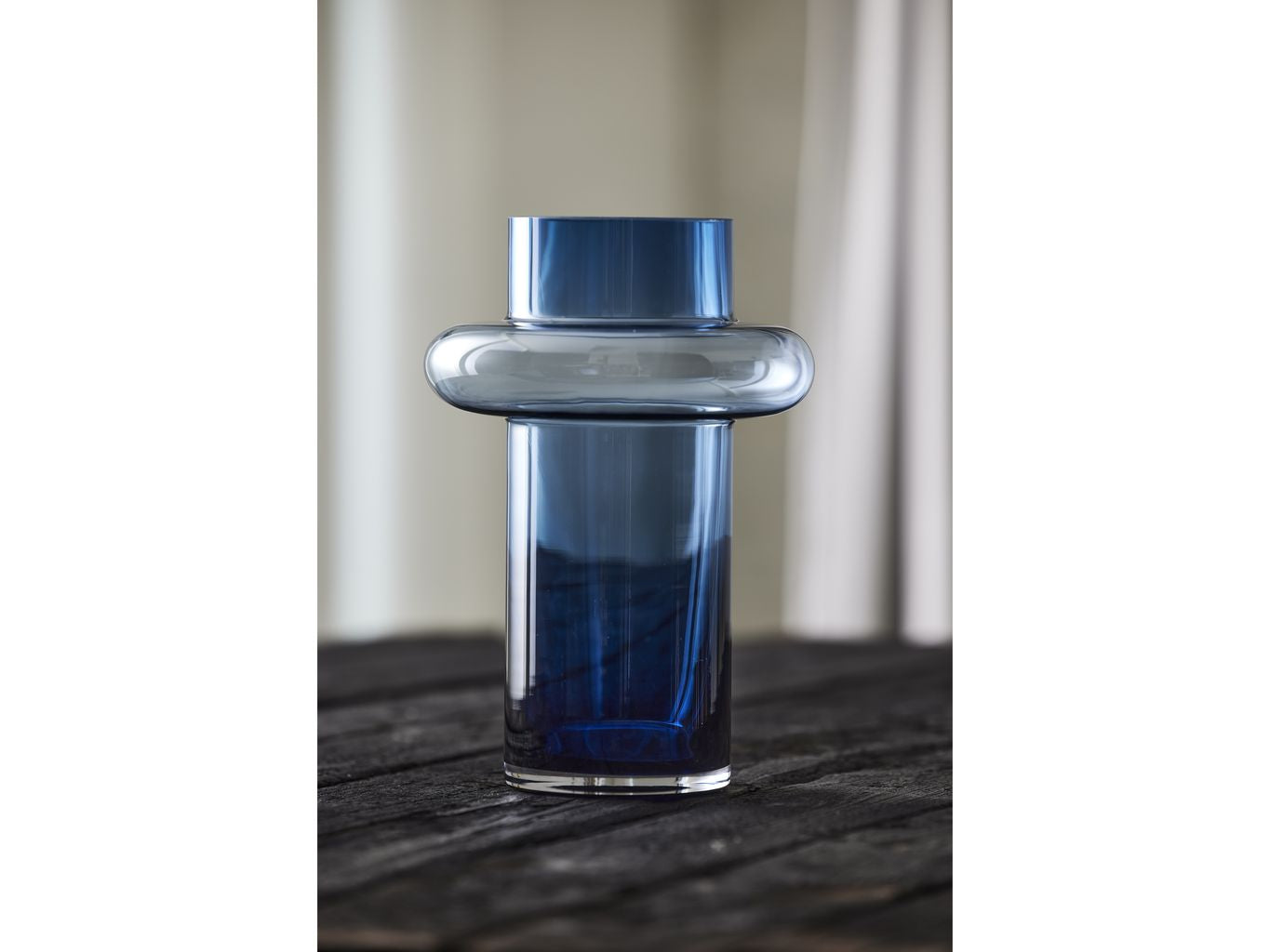 Lyngby Glas Tube Vase H: 30 Cm, Mørkeblå