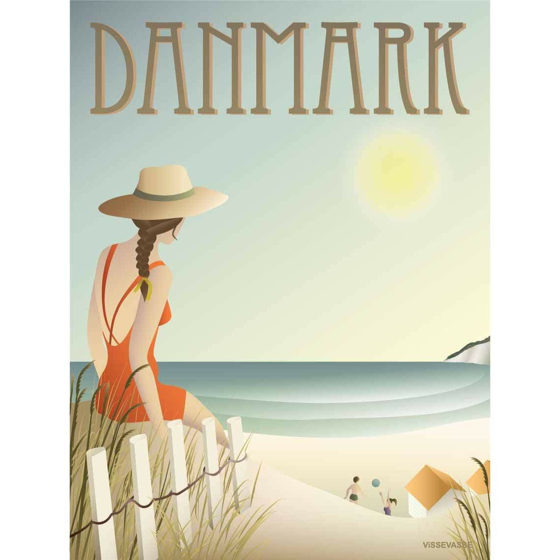 Vissevasse Danmark Stranden Plakat, 50X70 Cm