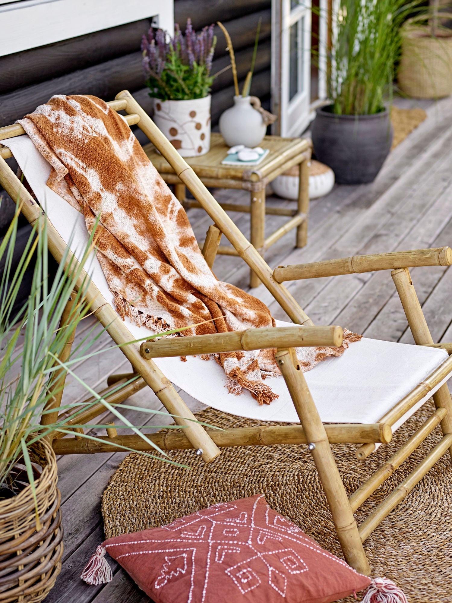 Bloomingville Korfu Deck Chair, Nature, Bamboo
