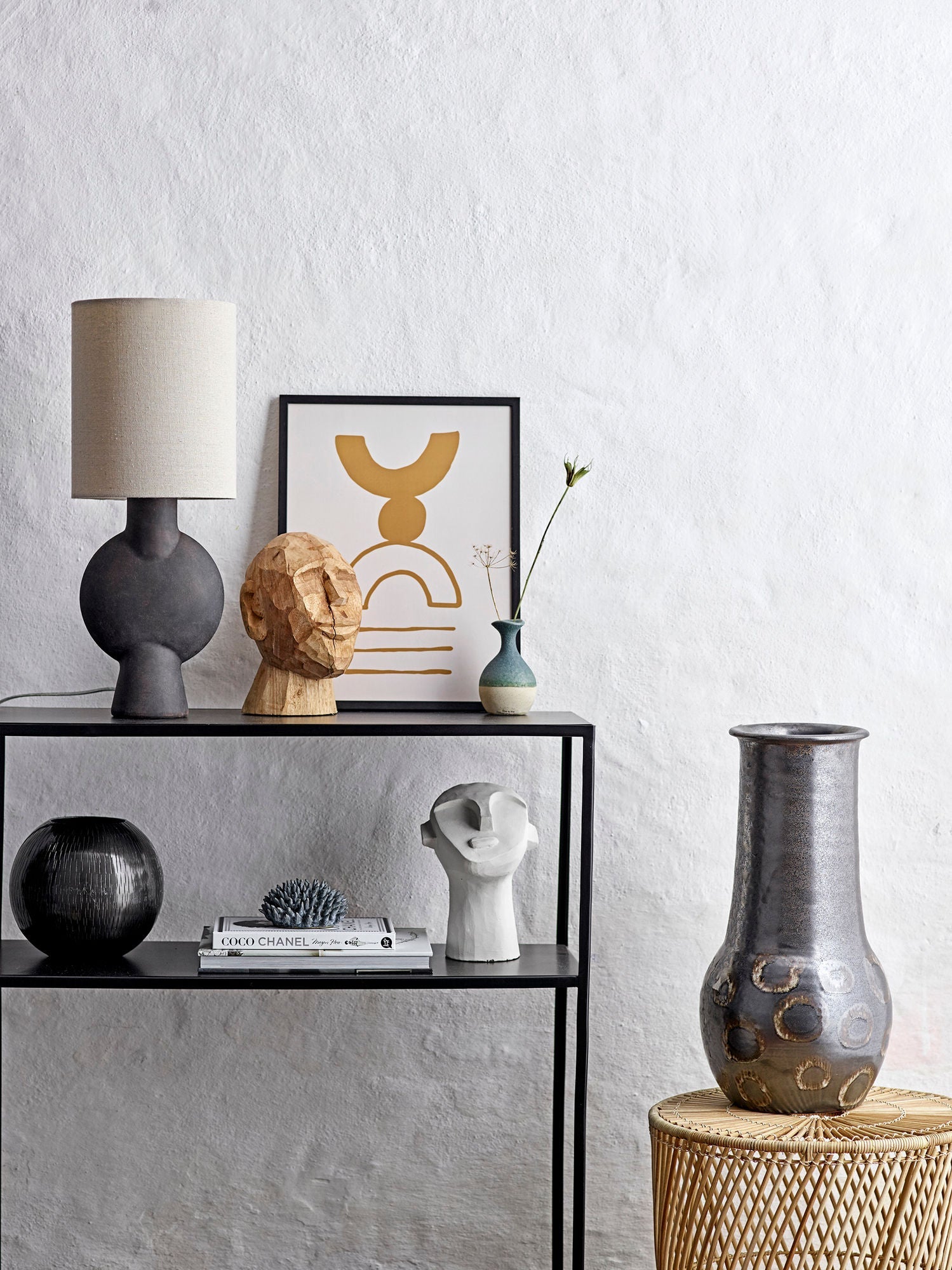 Bloomingville Gorm Deco Vase, Black, Terracotta