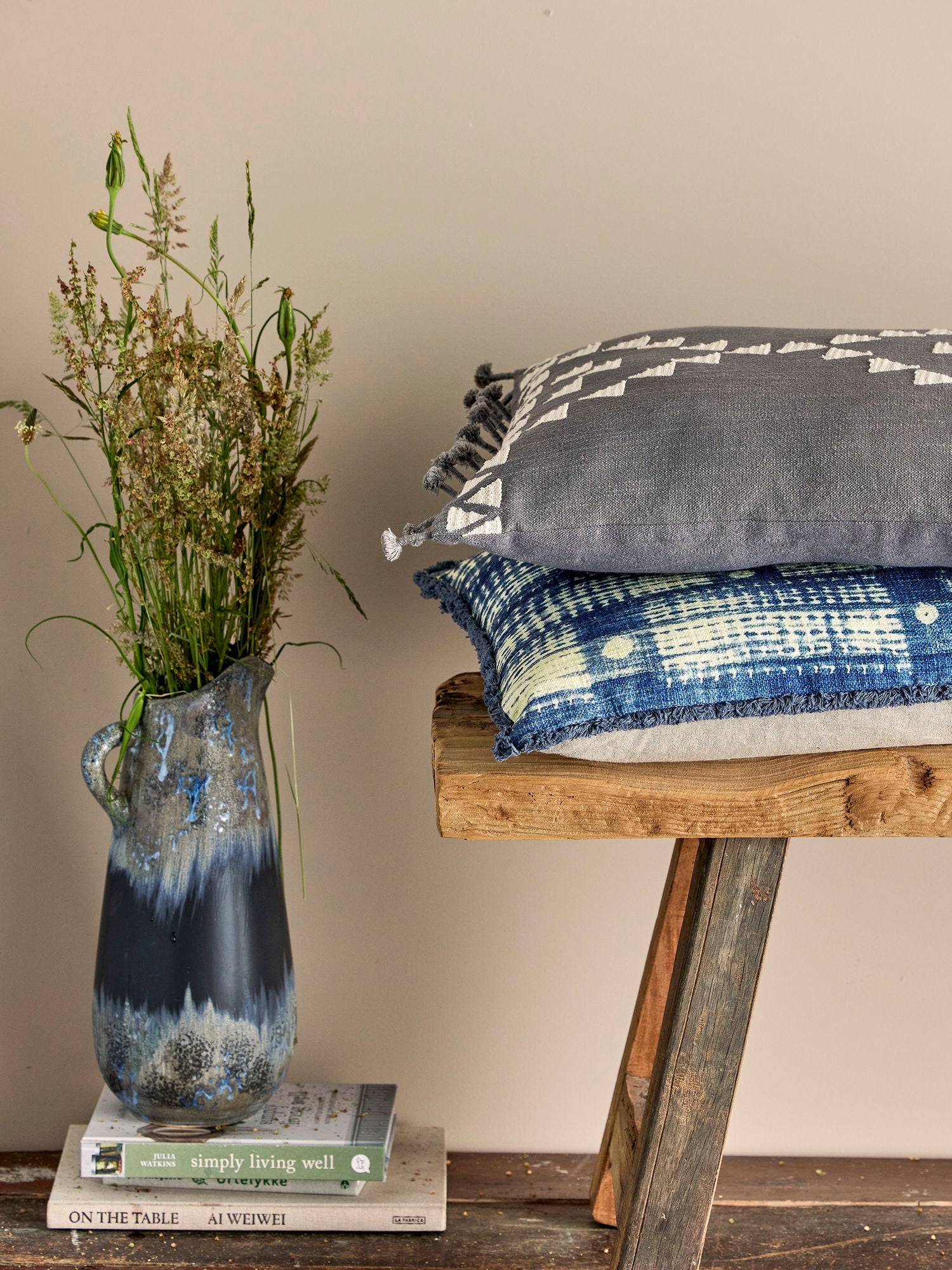 Creative Collection Fillippa Cushion, Blue, Cotton