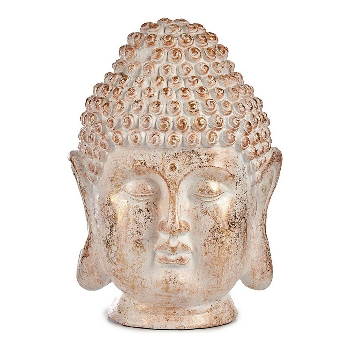 Decorative Garden Figure Buddha Head White/Gold Polyresin (31,5 x 50,5