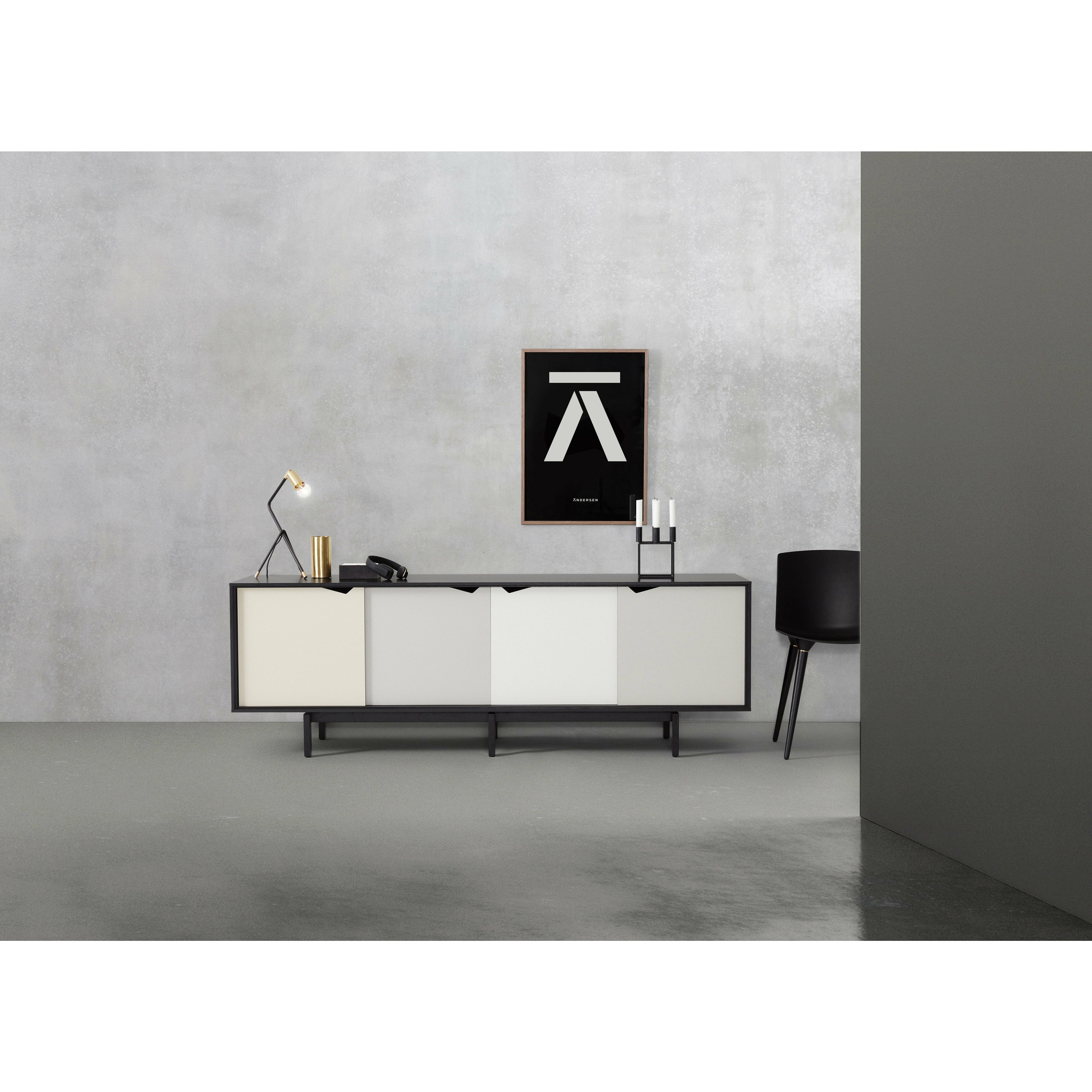 Andersen Furniture S1 Sideboard Sort, Flerfarvede Låger, 200cm