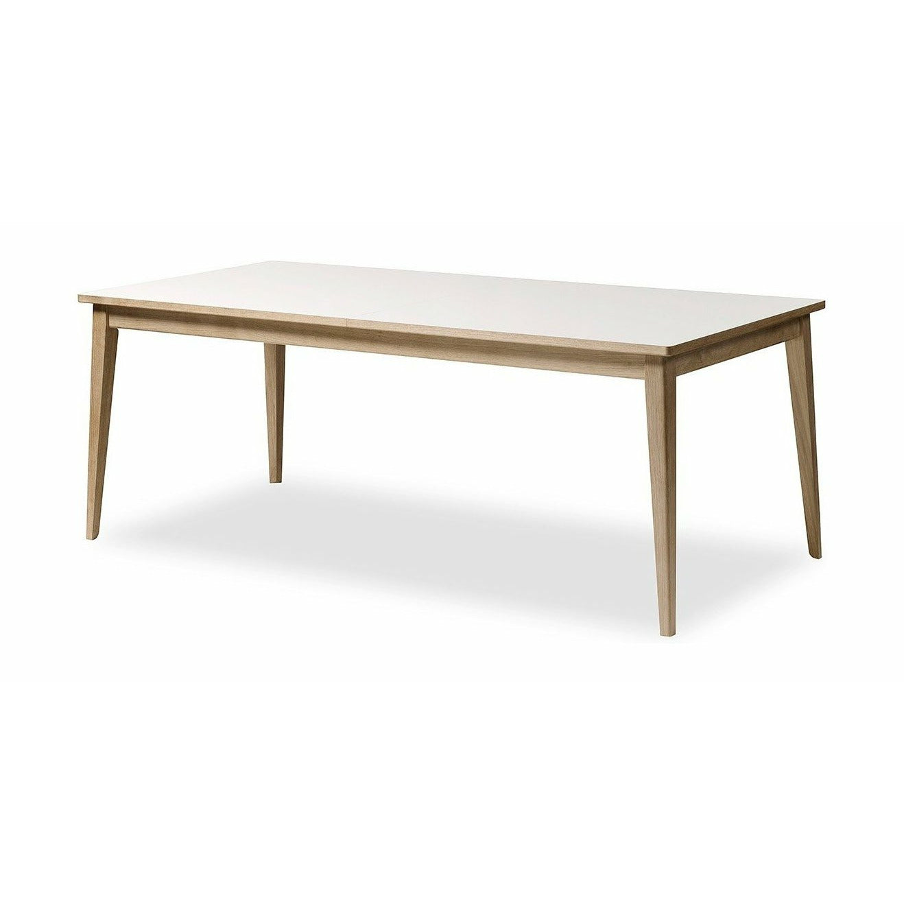Andersen Furniture T3 Spisebord i Hvid Laminat, Sæbet Eg Understel, 200cm