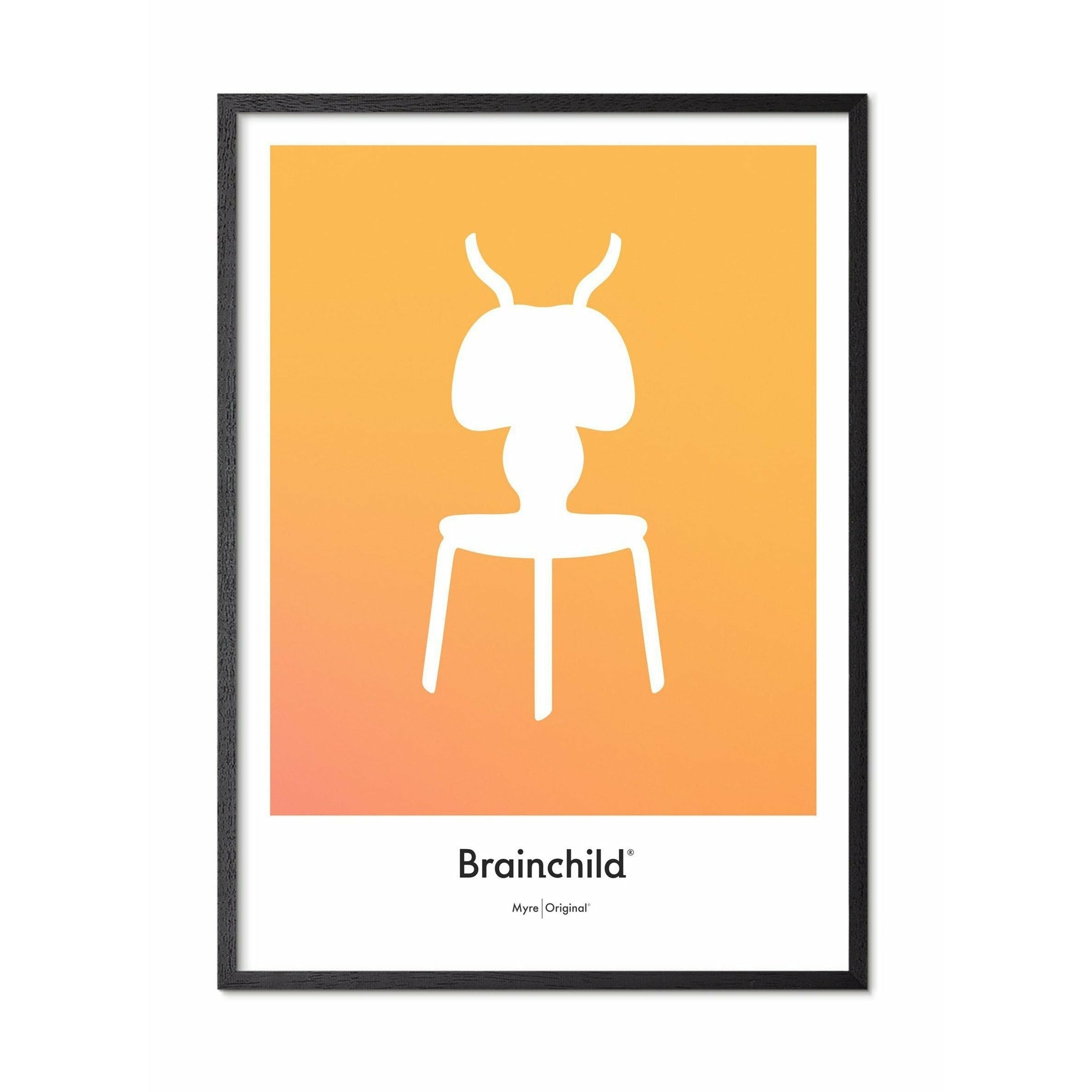 Brainchild Myre Designikon Plakat, Ramme I Sortmalet Træ A5, Gul