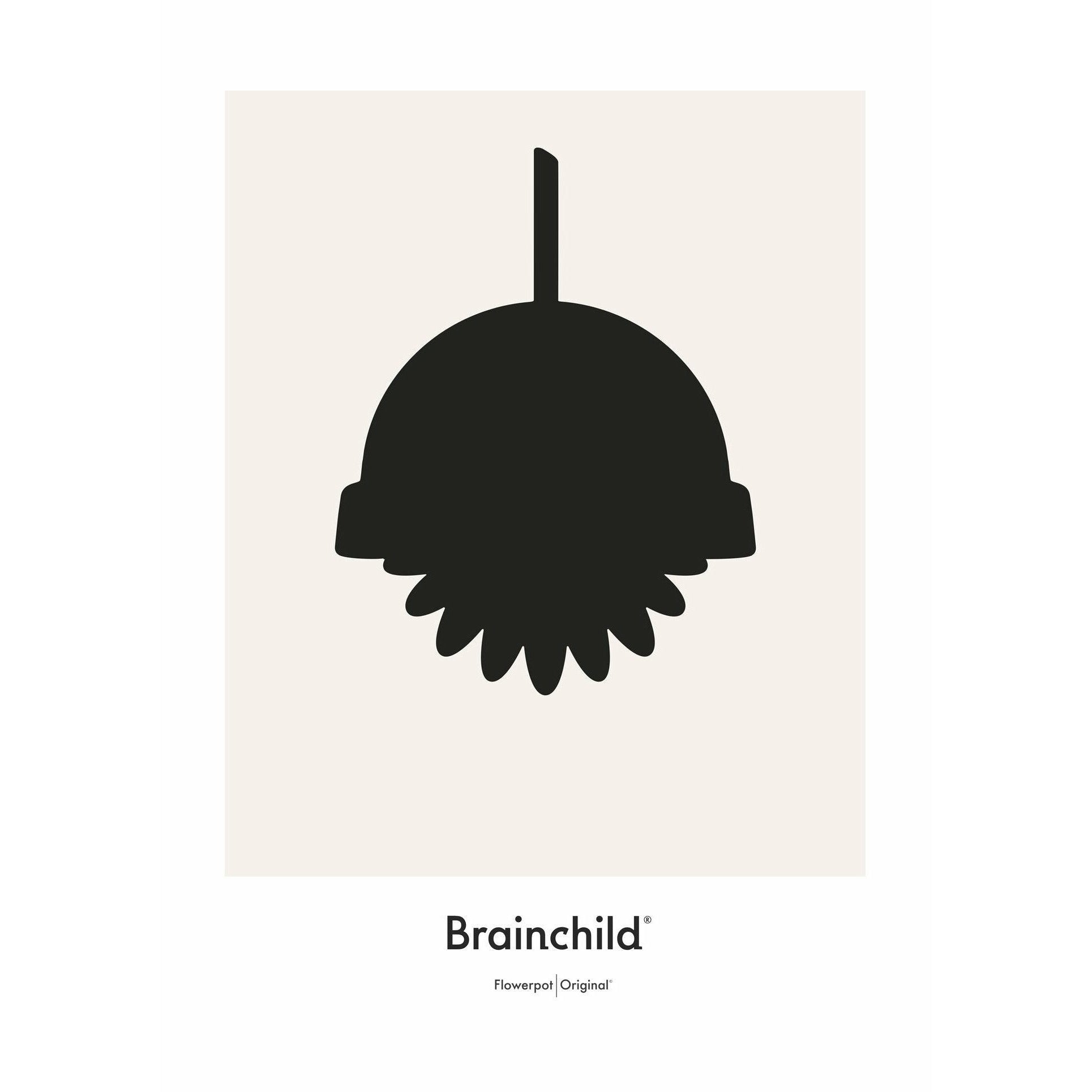 Brainchild Flowerpot Designikon Plakat Ingen Ramme 50X70 Cm, Grå
