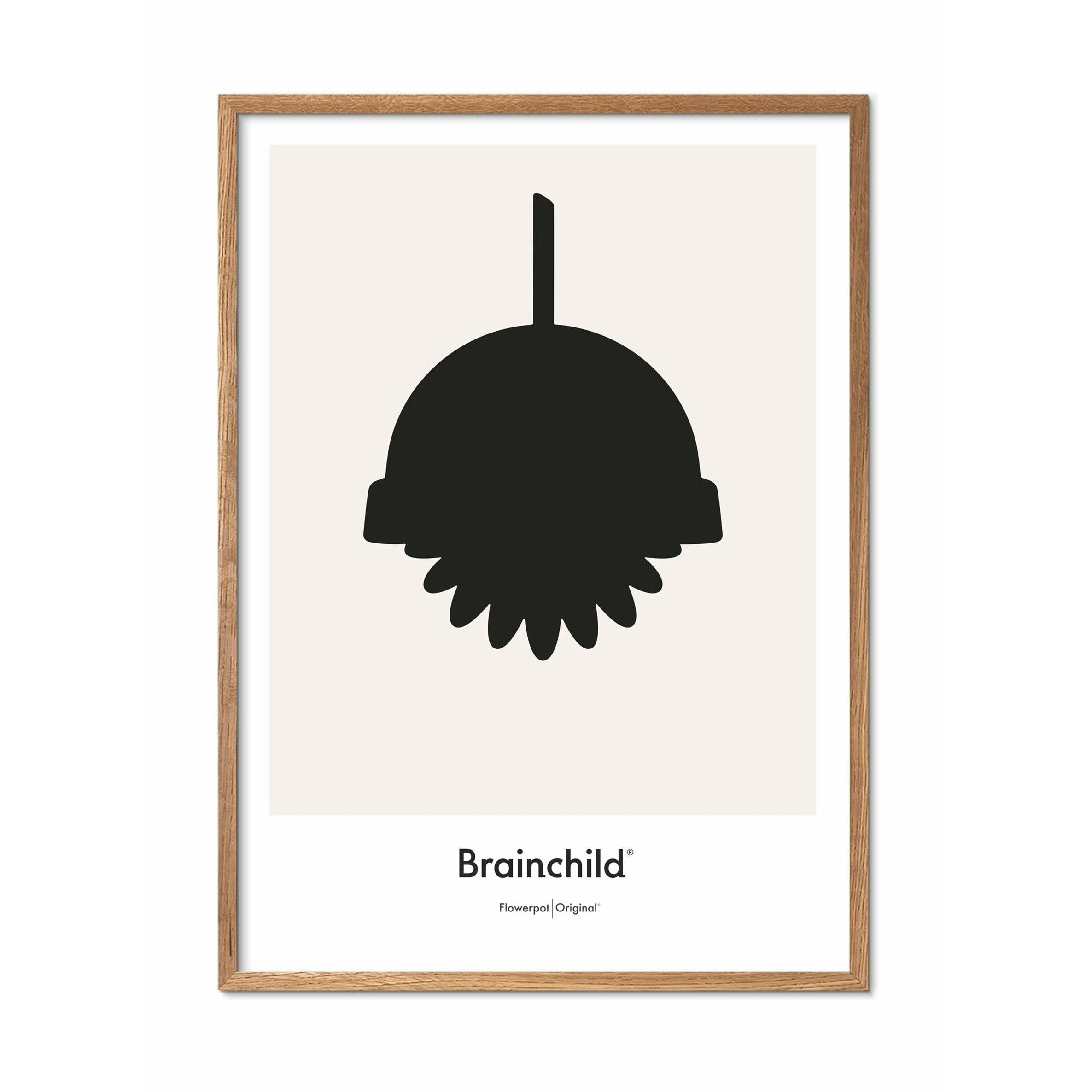 Brainchild Flowerpot Designikon Plakat, Ramme I Lyst Træ 30X40 Cm, Grå