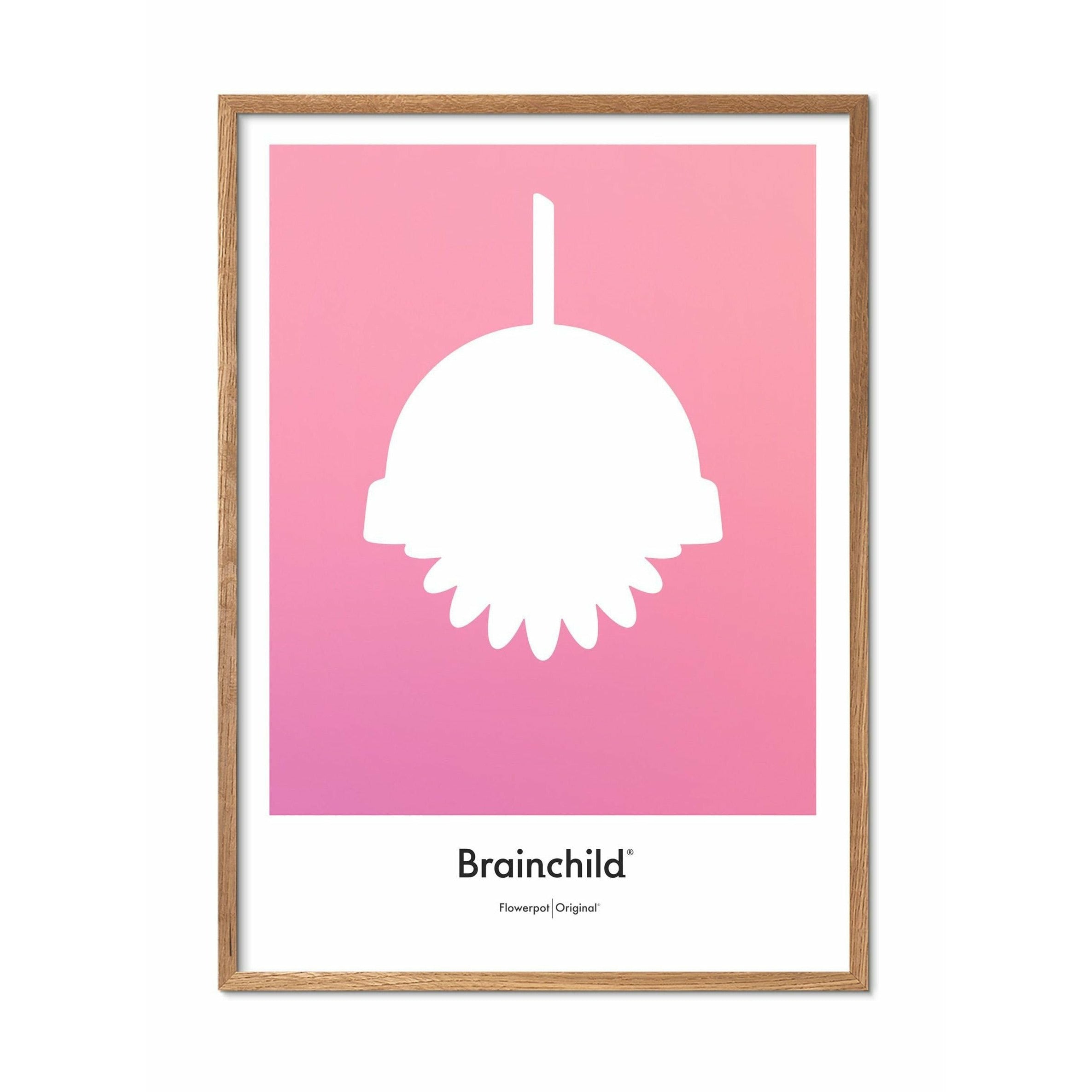 Brainchild Flowerpot Designikon Plakat, Ramme I Lyst Træ 50X70 Cm, Rosa