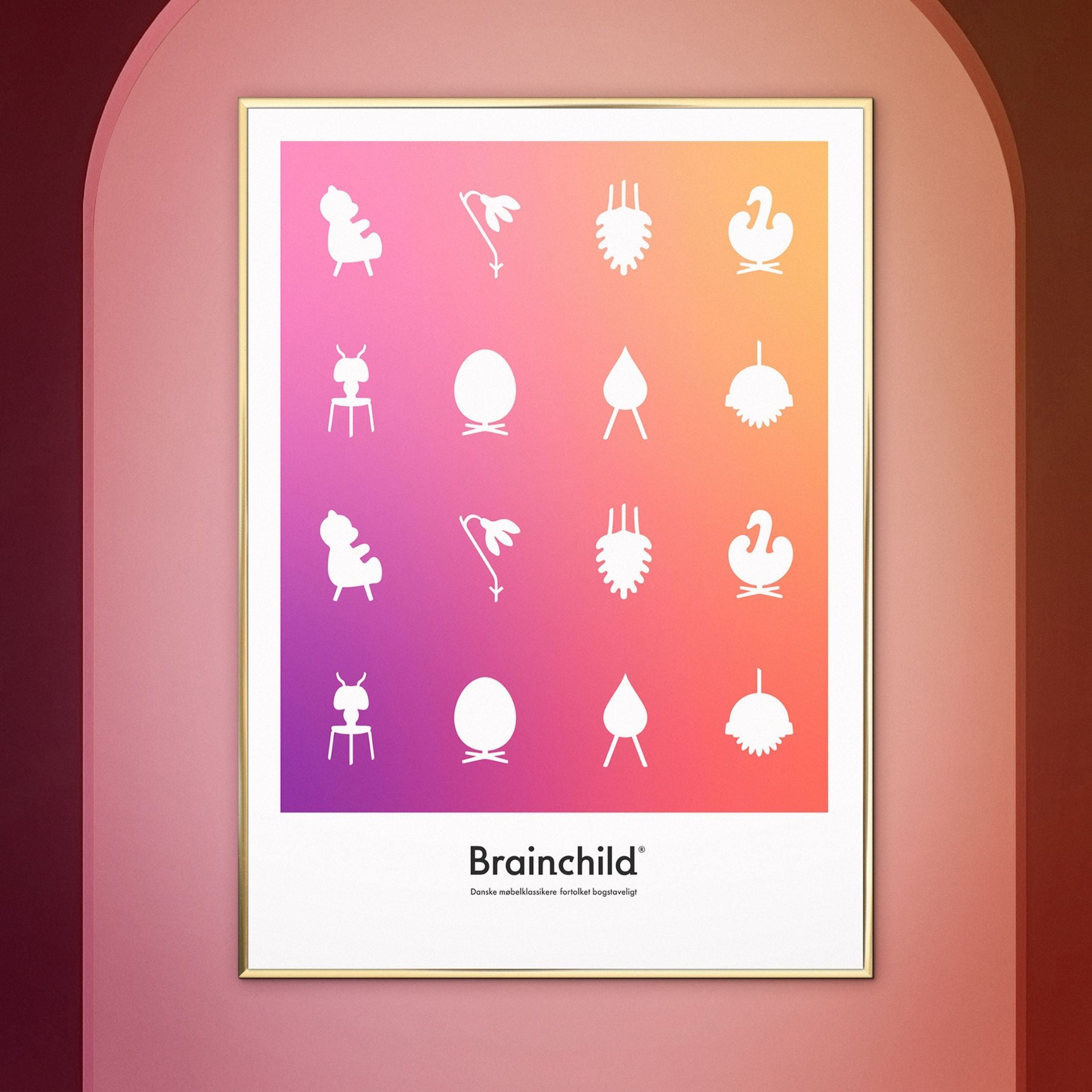 Brainchild Designikon Plakat, Messingfarvet Ramme 50X70 Cm, Farvetone