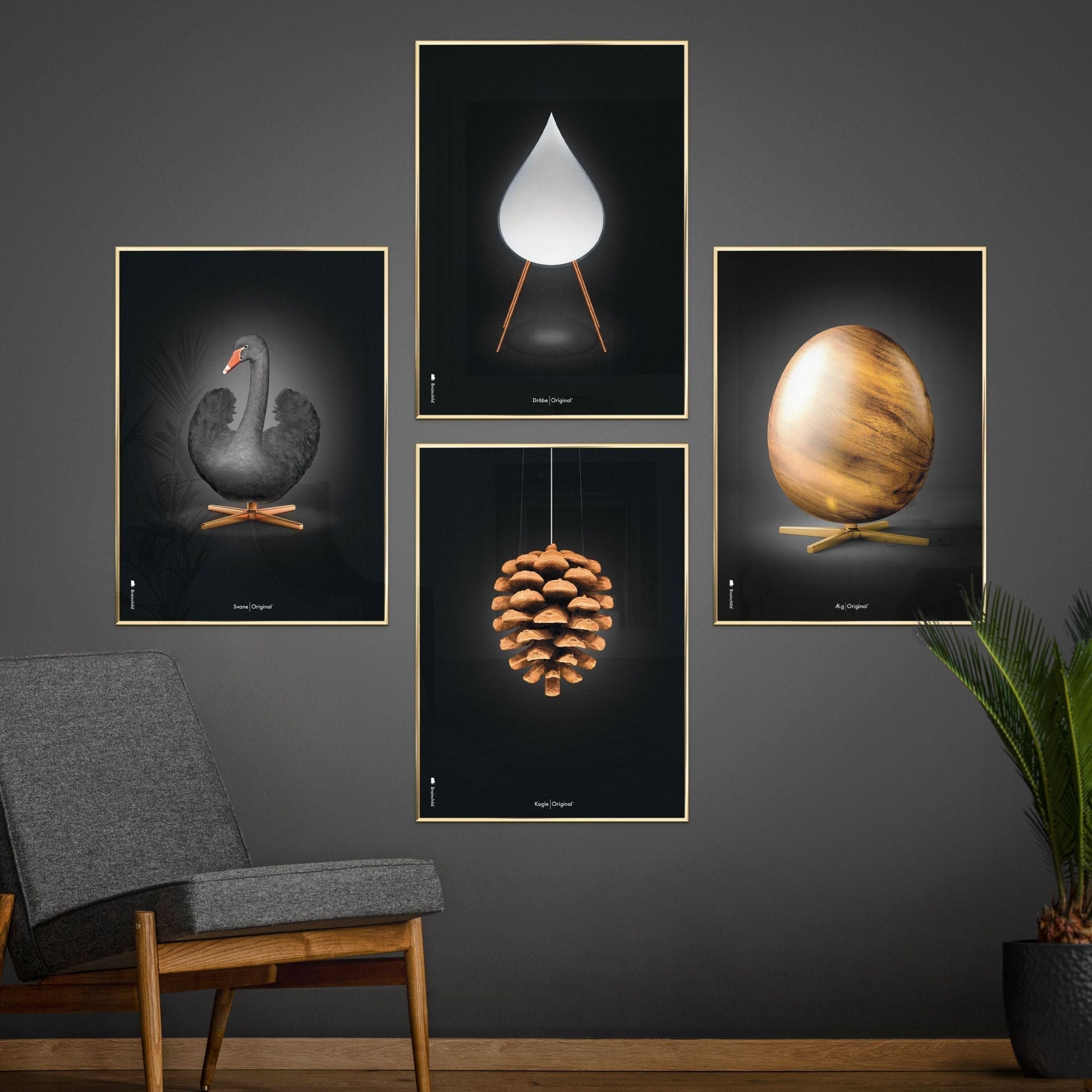 Brainchild Ægget Figuren Plakat, Ramme I Mørkt Træ 50X70 Cm, Sort