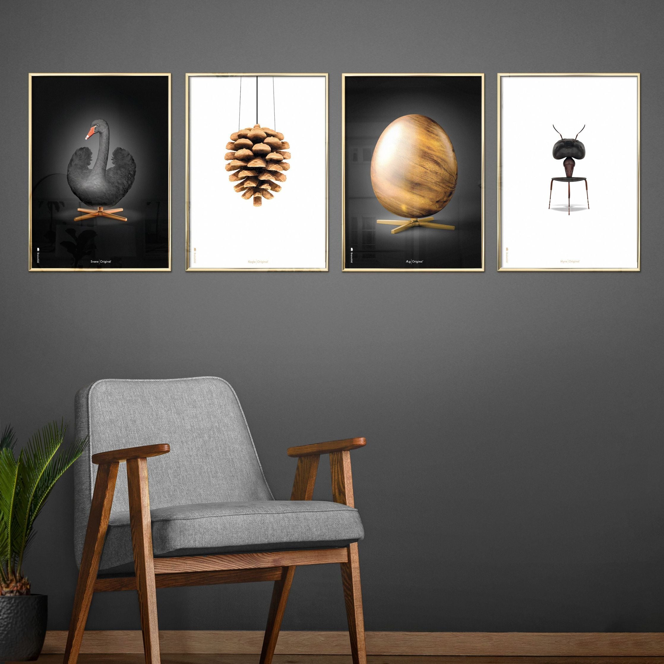 Brainchild Ægget Figuren Plakat, Ramme I Mørkt Træ 50X70 Cm, Sort