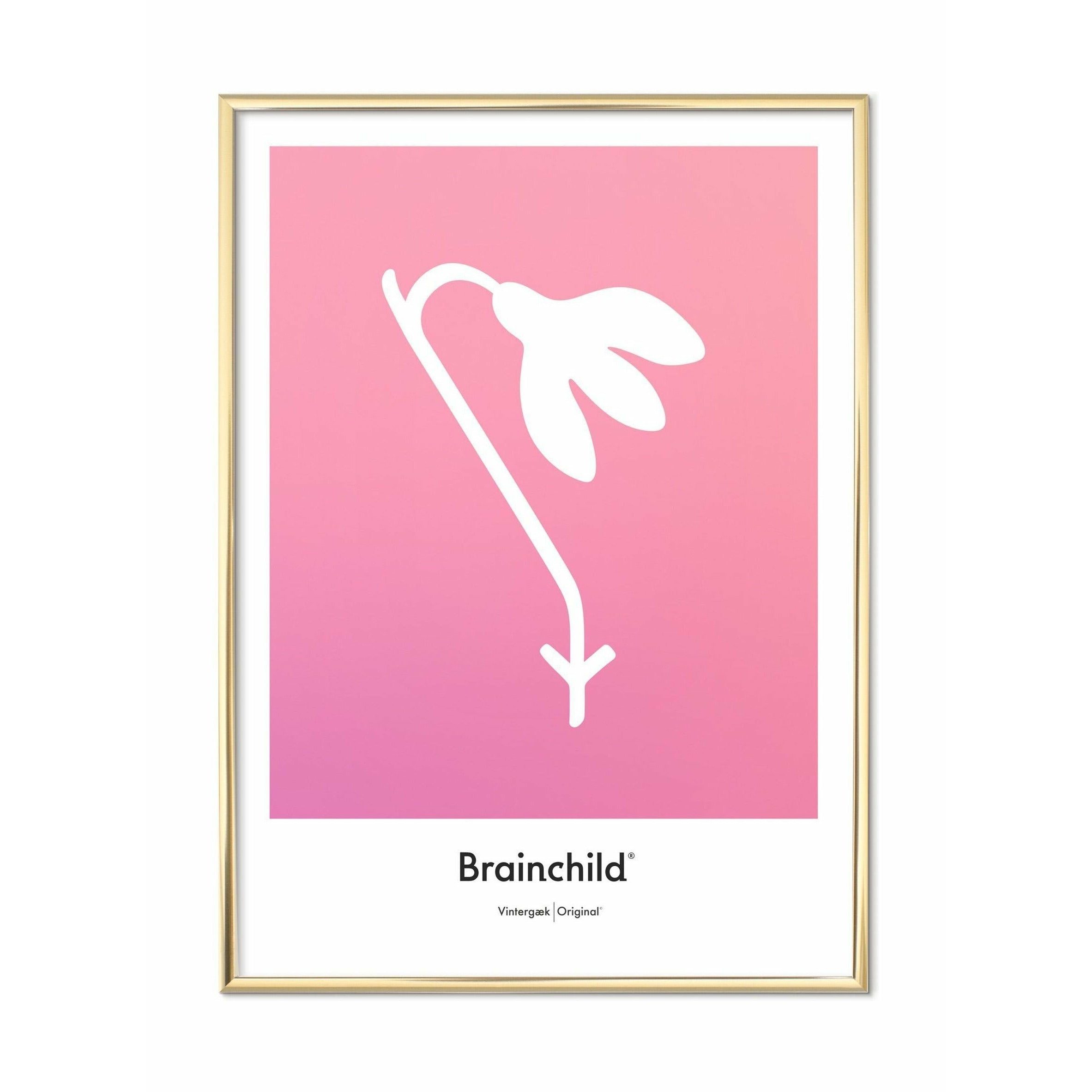 Brainchild Vintergæk Designikon Plakat, Messingfarvet Ramme A5, Rosa