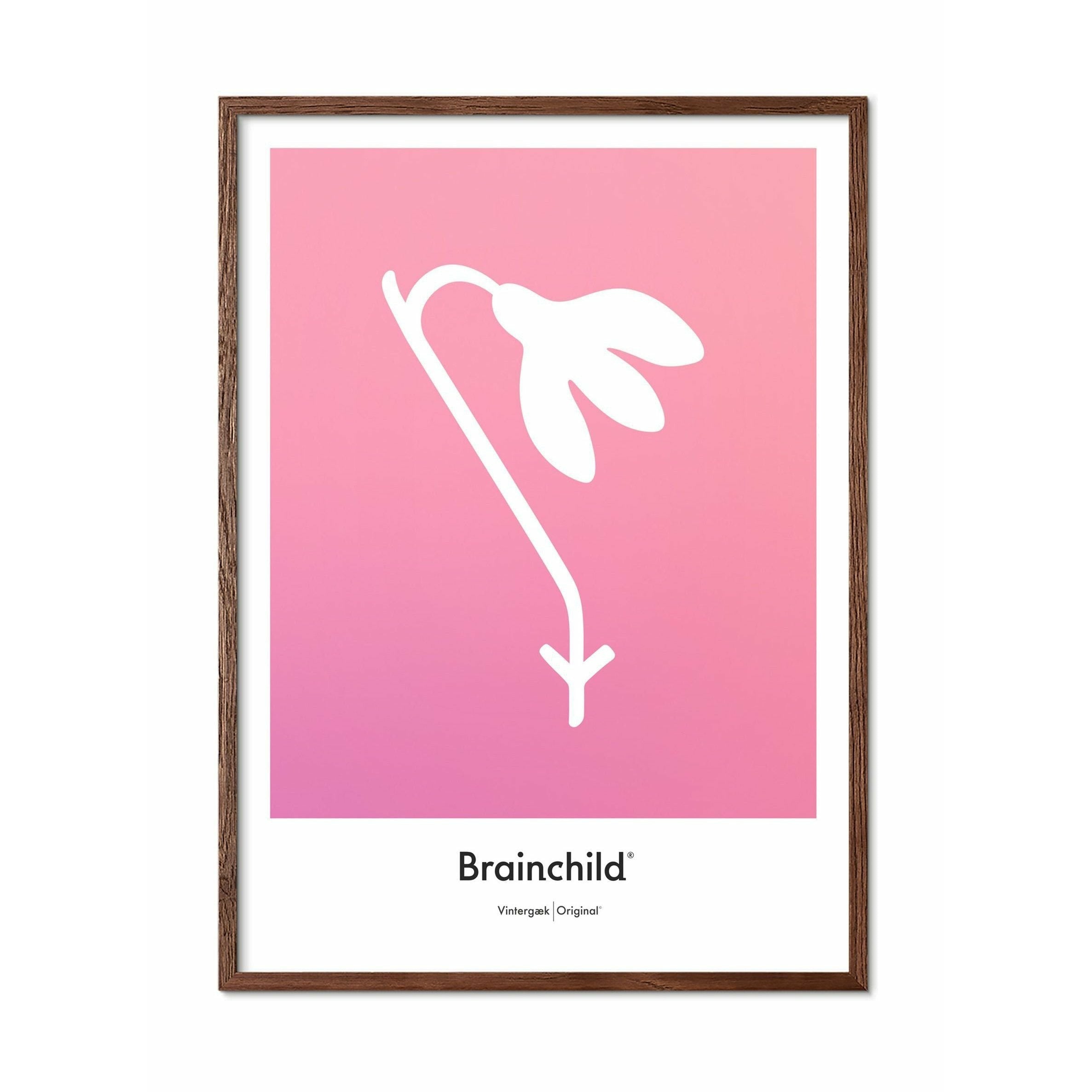 Brainchild Vintergæk Designikon Plakat, Ramme I Mørkt Træ 50X70 Cm, Rosa