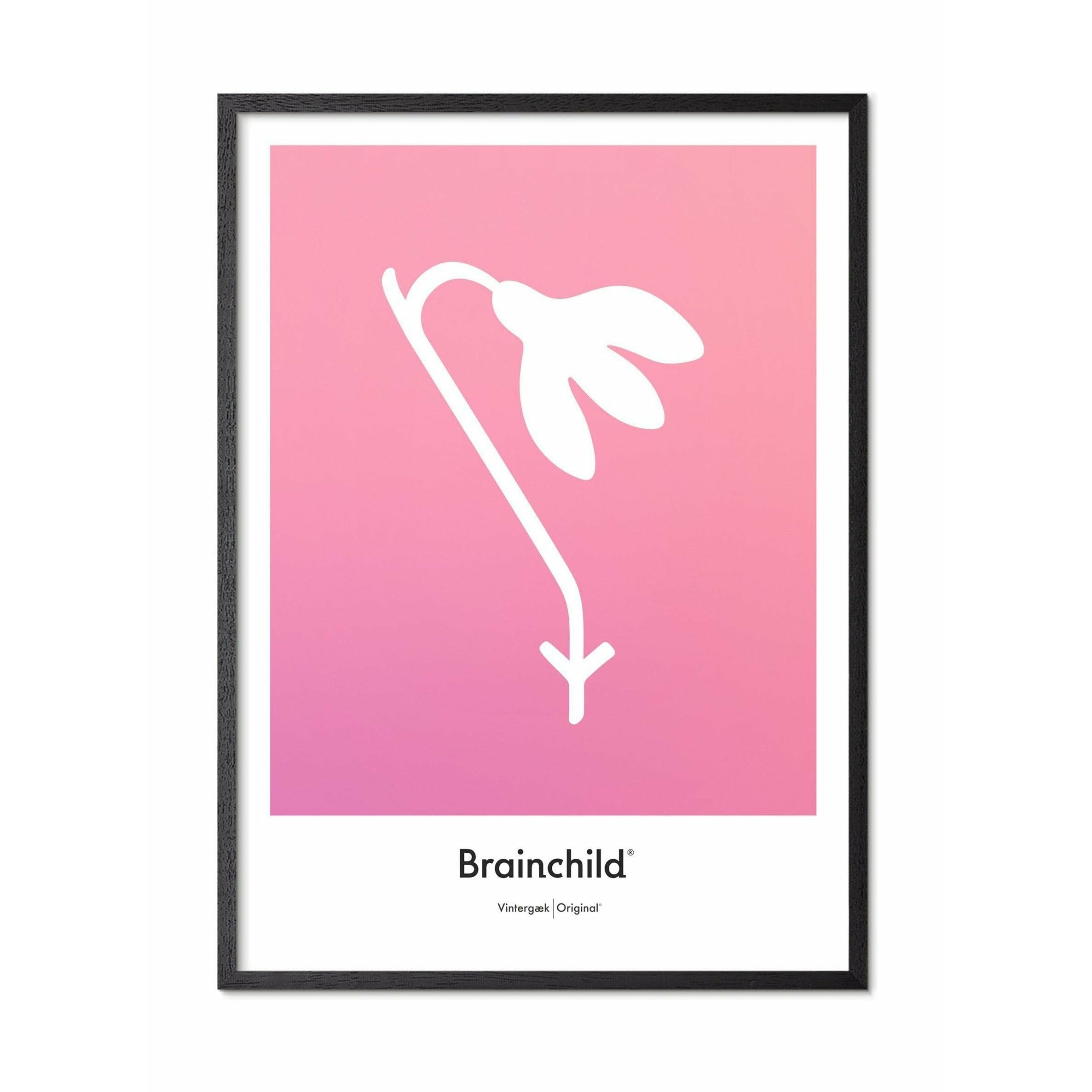 Brainchild Vintergæk Designikon Plakat, Ramme I Sortmalet Træ A5, Rosa