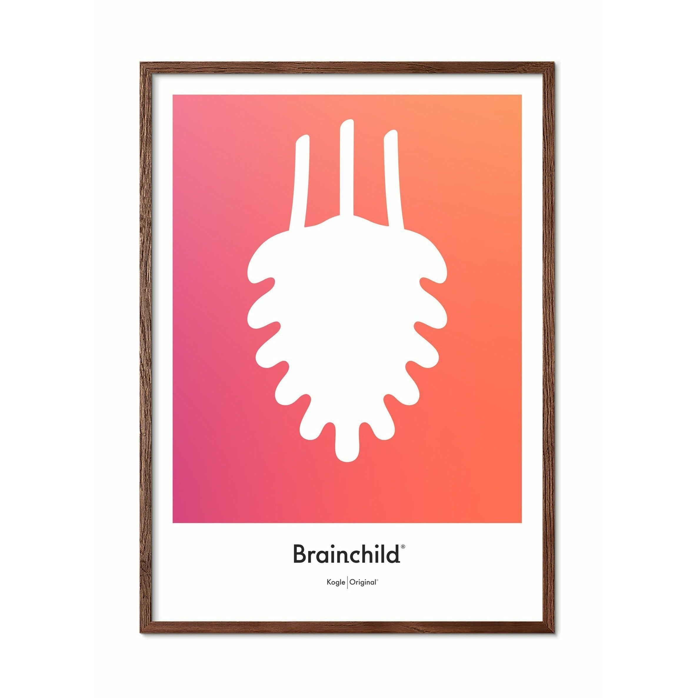 Brainchild Kogle Designikon Plakat, Ramme I Mørkt Træ 30X40 Cm, Orange