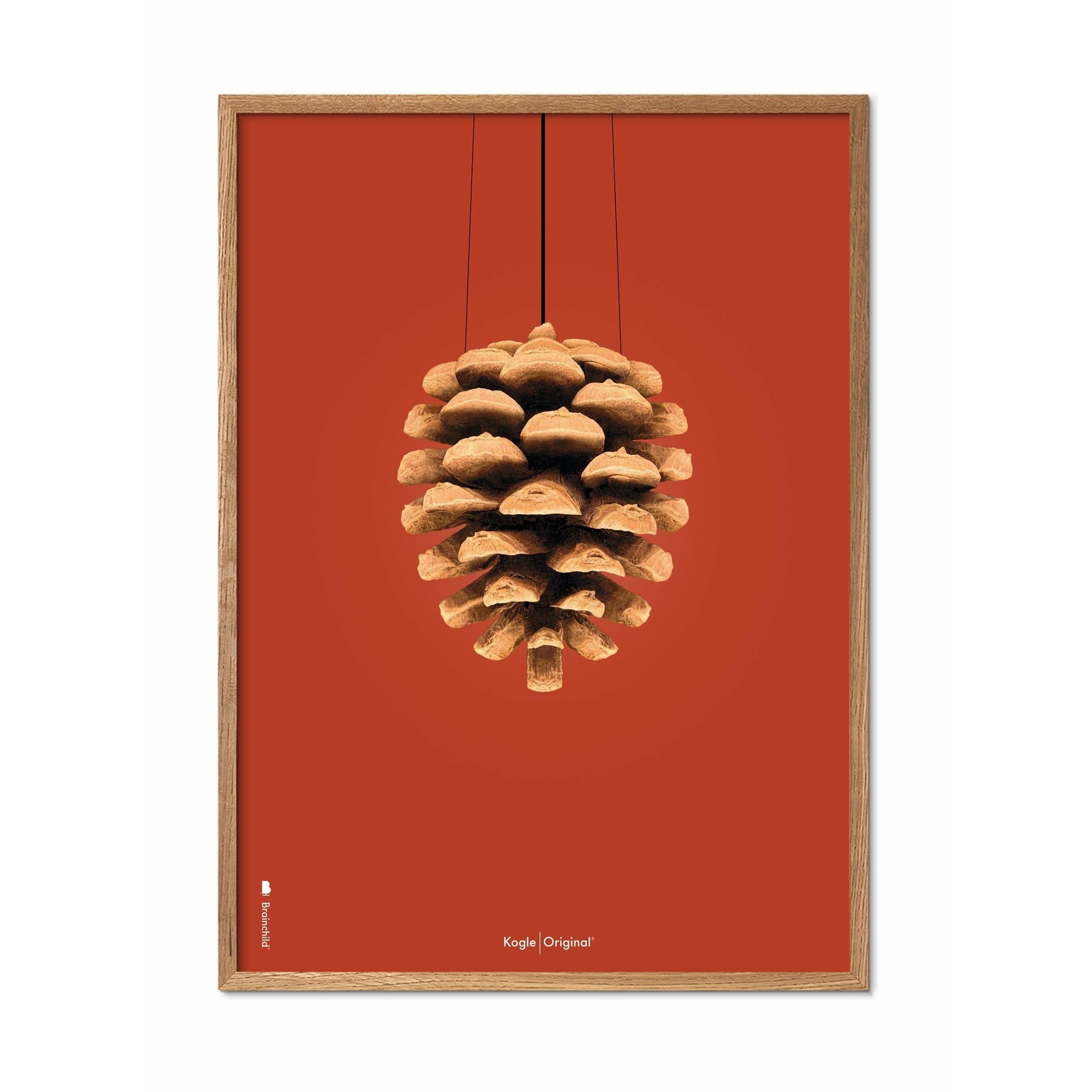 Brainchild Kogle Klassisk Plakat, Ramme I Lyst Træ 70X100 Cm, Rød Baggrund