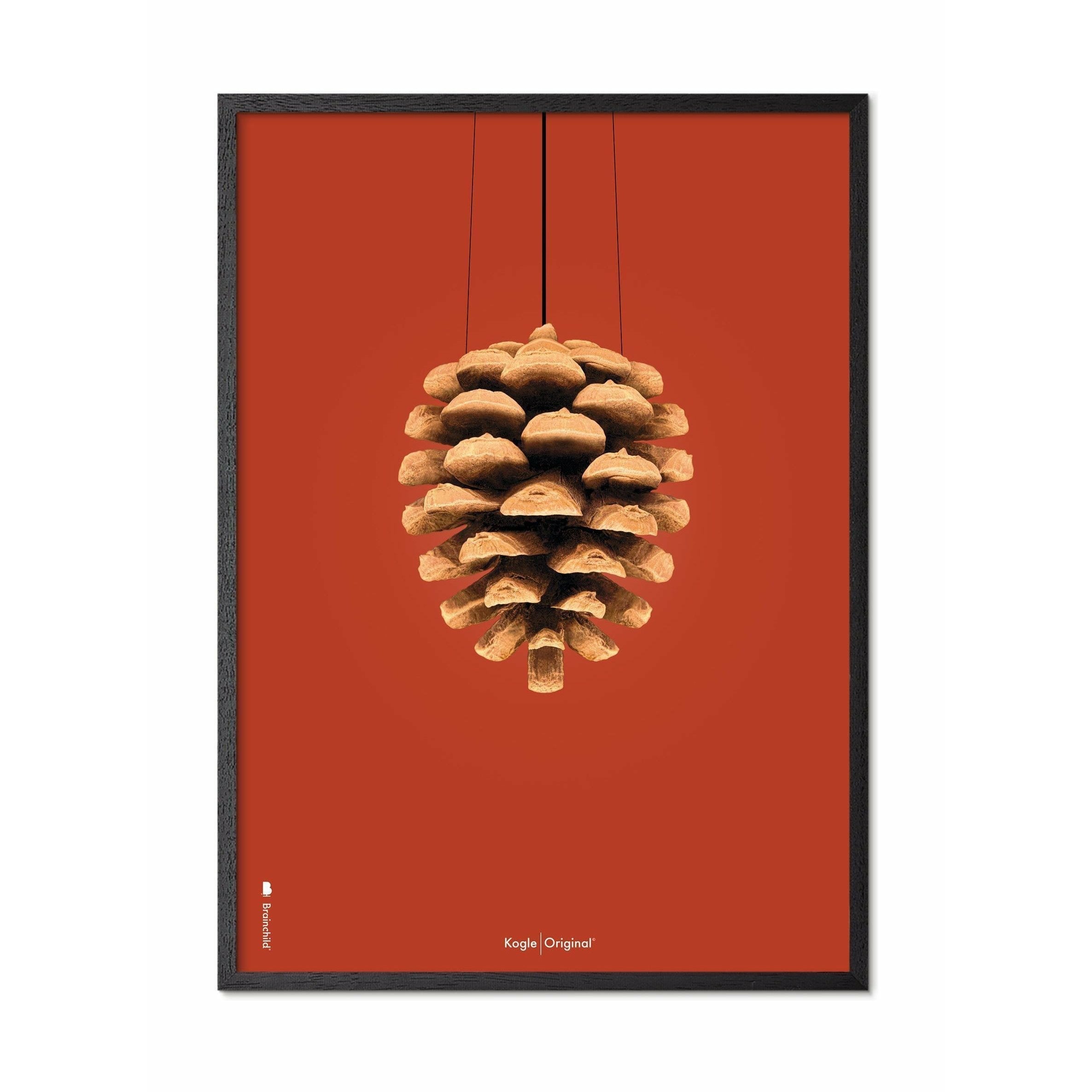 Brainchild Kogle Klassisk Plakat, Ramme I Sortmalet Træ 50X70 Cm, Rød Baggrund