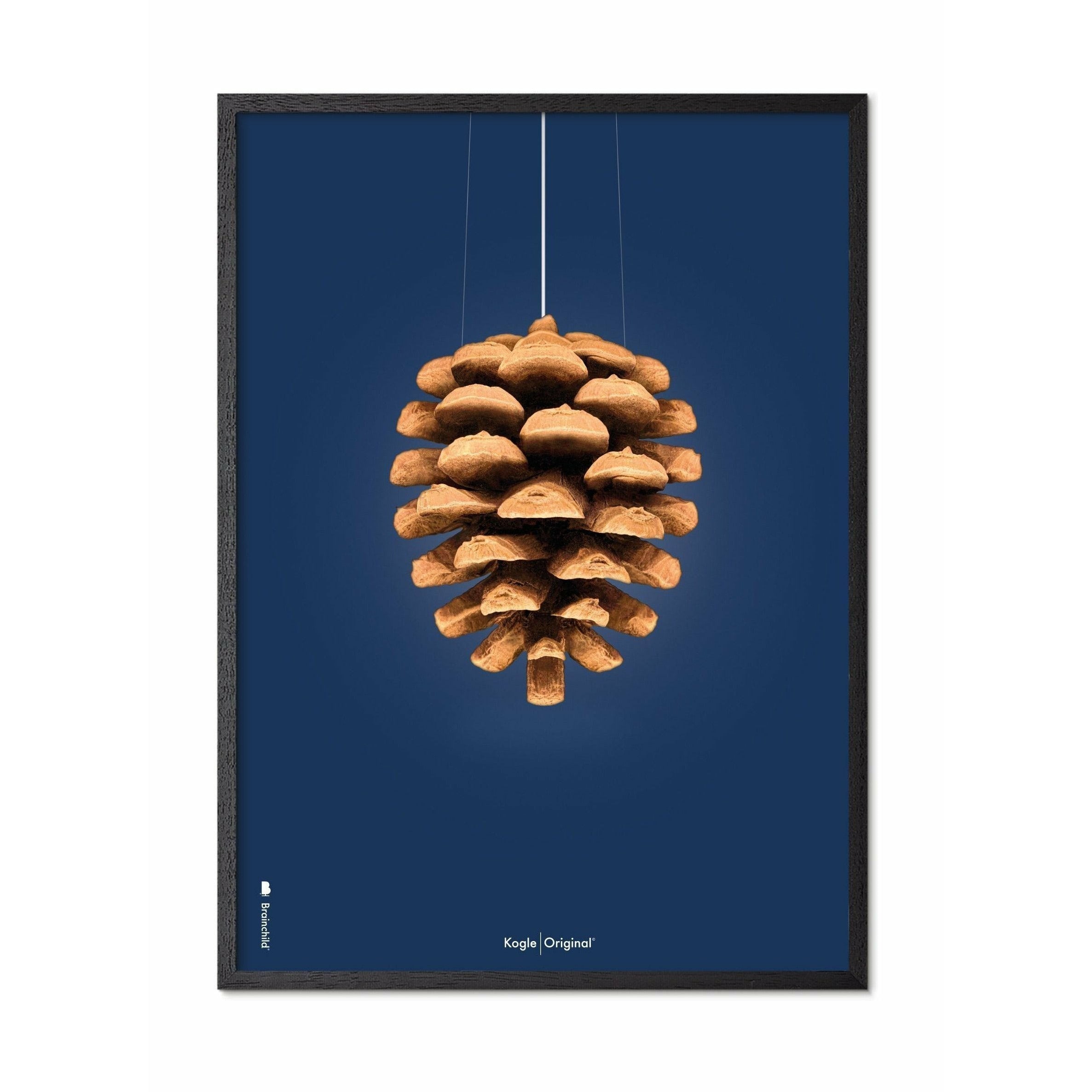 Brainchild Kogle Klassisk Plakat, Ramme I Sortmalet Træ A5, Mørkeblå Baggrund