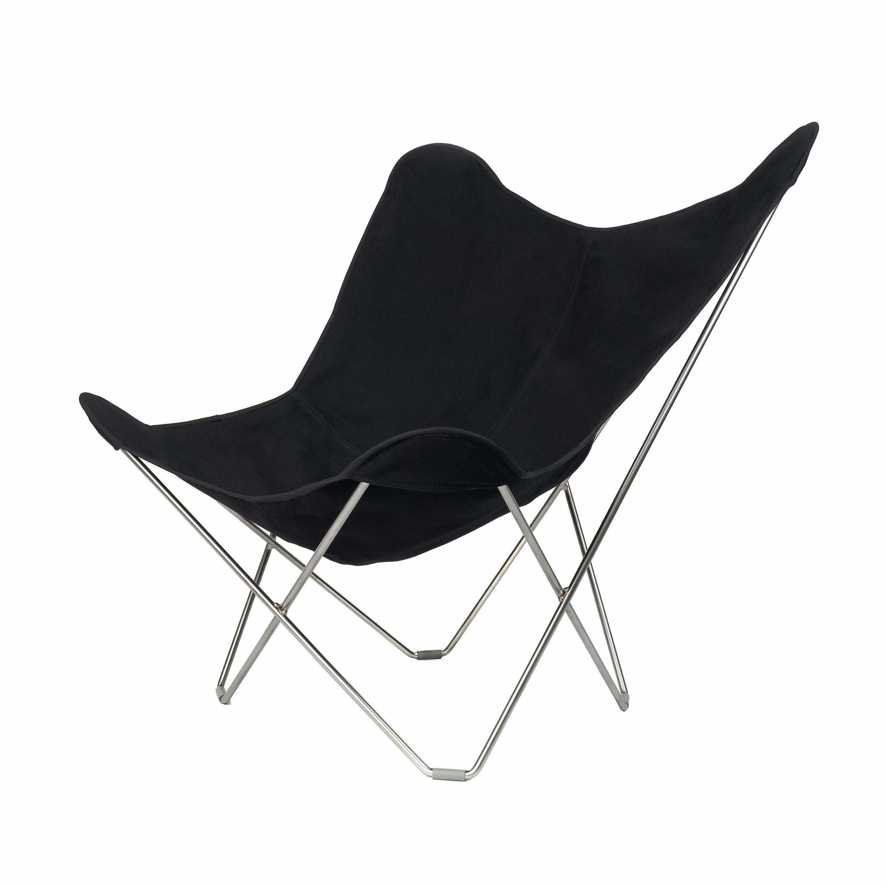 Cuero Cotton Canvas Mariposa Chair, Sort Med Krom Stel