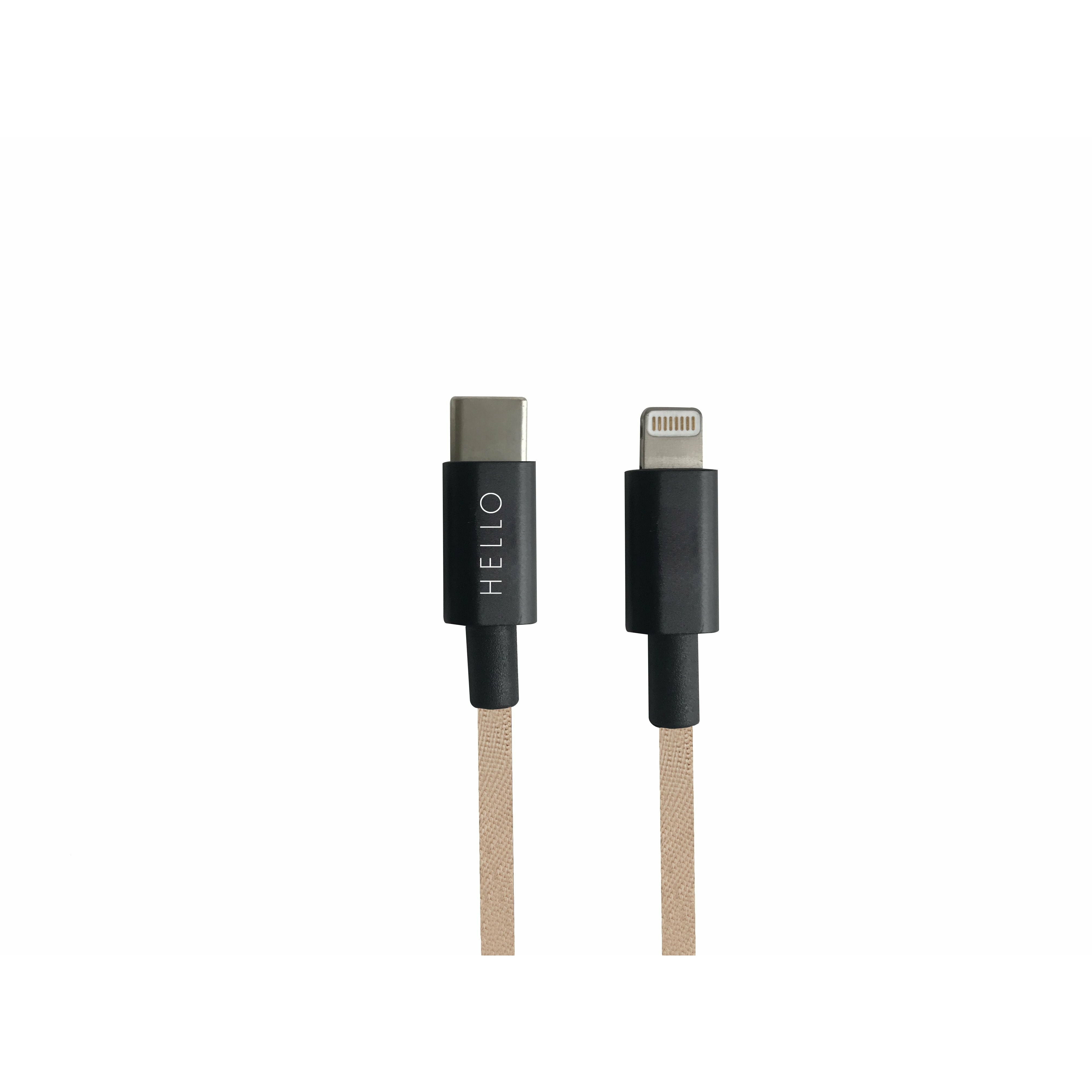 Design Letters Favorit Kabel USBC til iPhone 1m, Beige