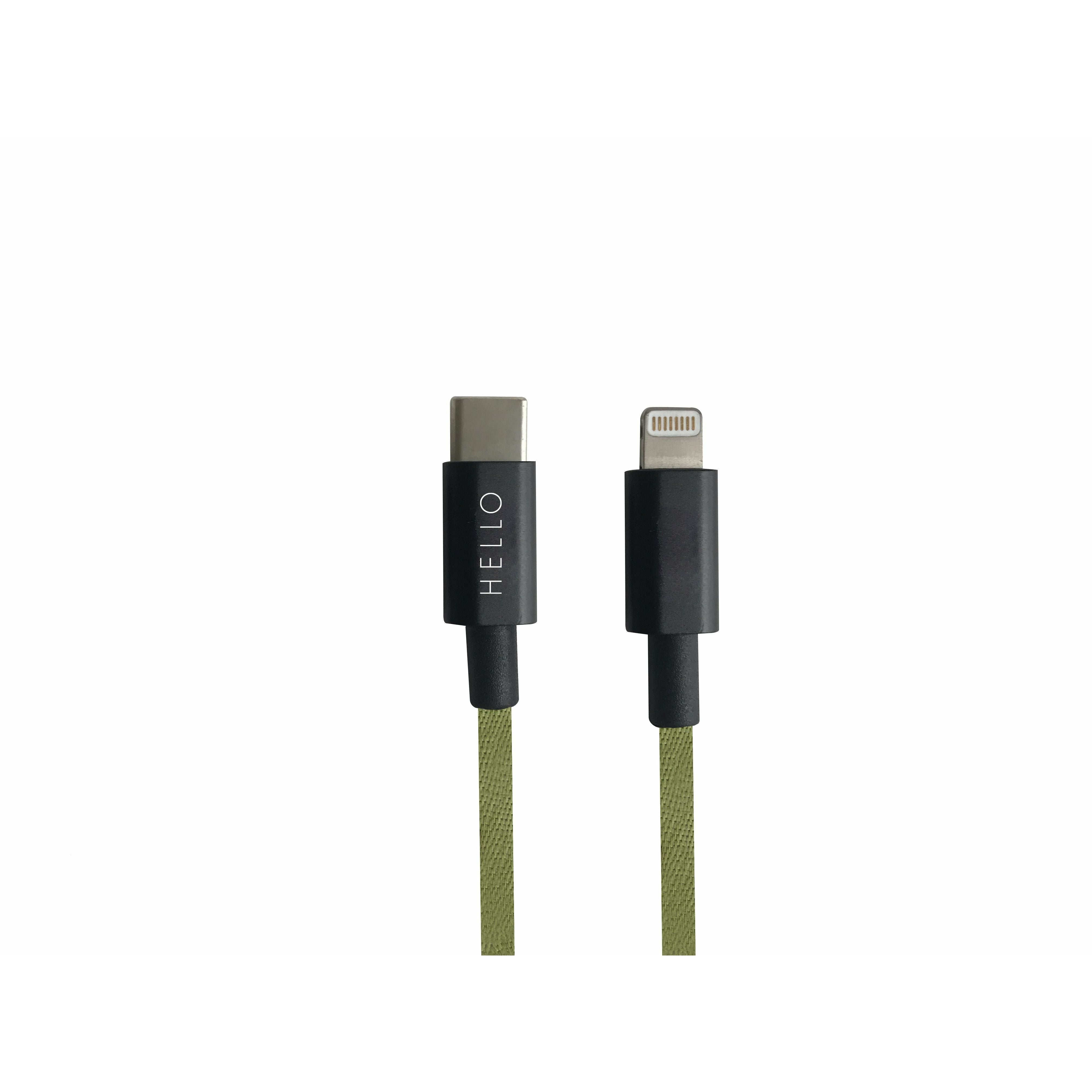 Design Letters Favorit Kabel USBC til iPhone 1m, Forest Green
