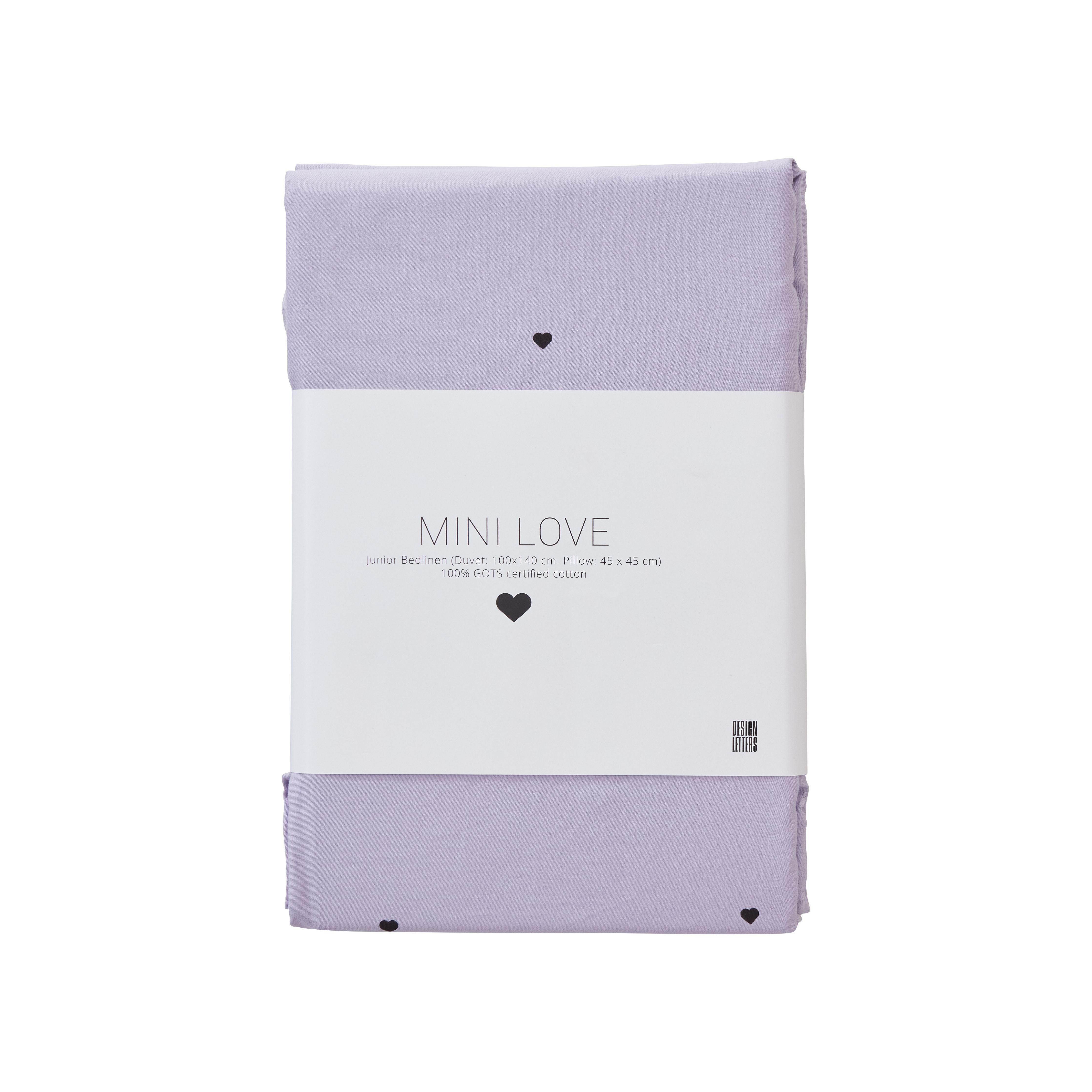 Design Letters Mini Love Baby Junior Pude- og Dynebetræk 100x140 cm, Lavendel