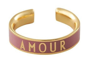 Design Letters Word Candy Ring Amour Messing Guldbelagt, Mørk Pink