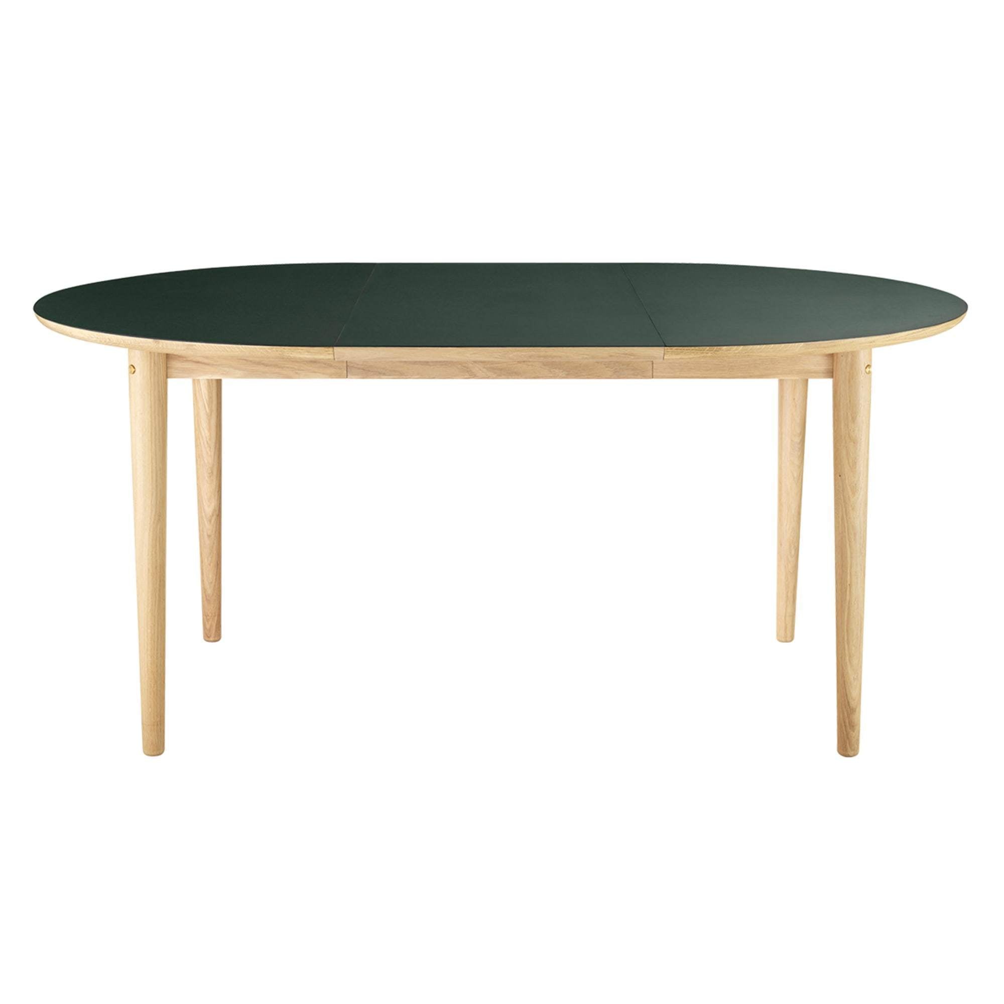 FDB Møbler C62E Spisebord Med Udtræk, Eg/Mørkegrøn Linoleum