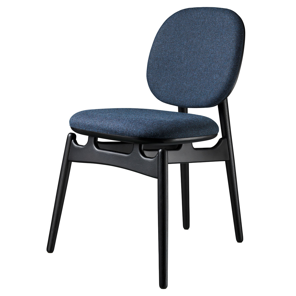 FDB Møbler J161 Spisebordsstol, Sort Eg/Mørkeblå Tekstil