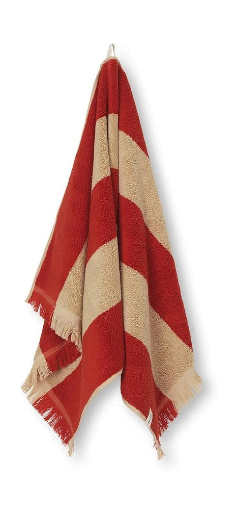 Ferm Living Alee Håndklæde 50x100 Cm, Light Kamel/Rød