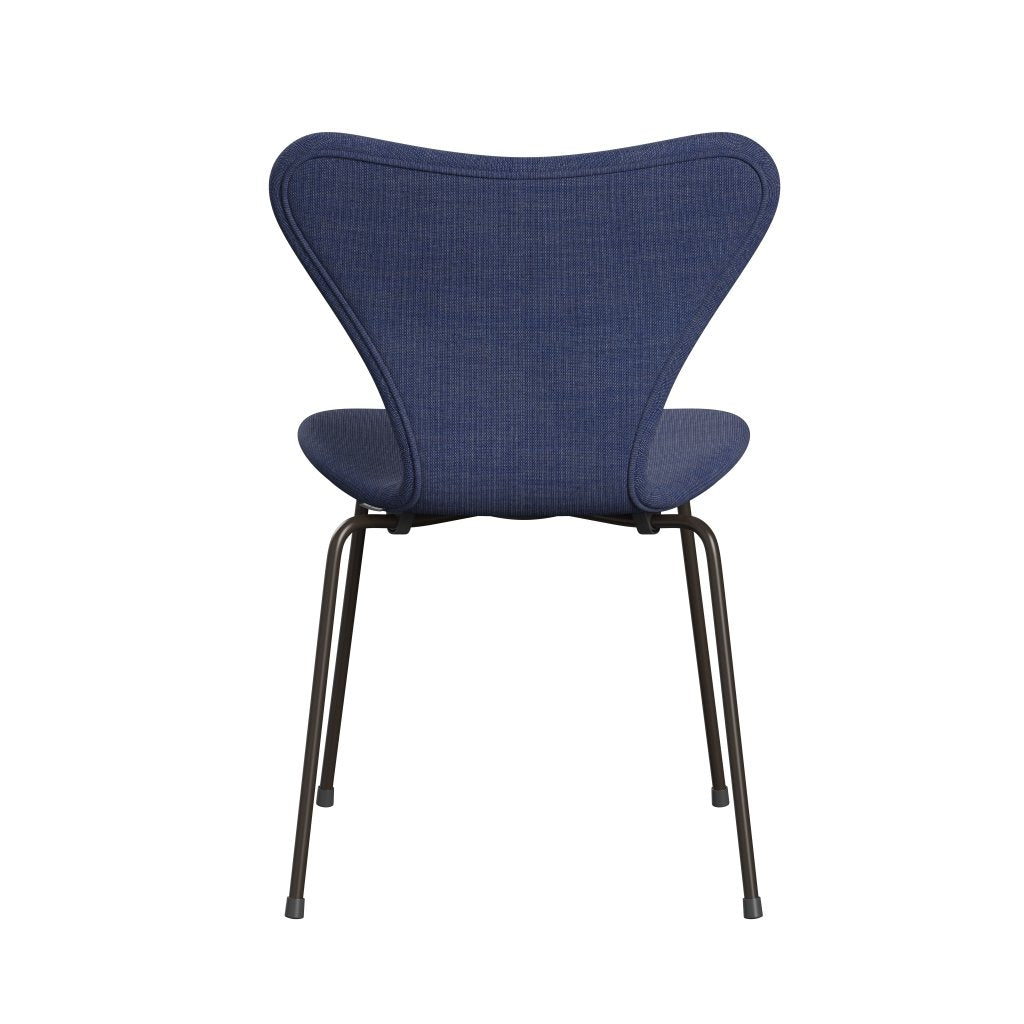 Fritz Hansen 3107 Stol Fuldpolstret, Brown Bronze/Canvas Washed Blue