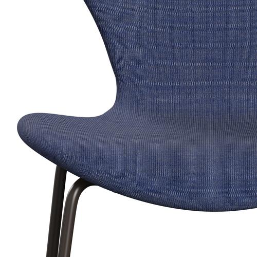 Fritz Hansen 3107 Stol Fuldpolstret, Brown Bronze/Canvas Washed Blue