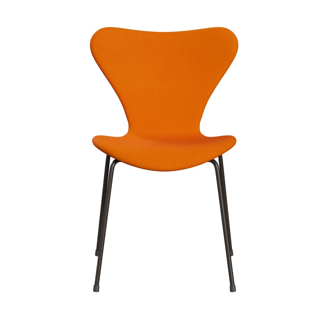 Fritz Hansen 3107 Stol Fuldpolstret, Brown Bronze/Divina Mørk Orange