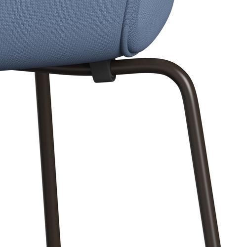 Fritz Hansen 3107 Stol Fuldpolstret, Brown Bronze/Fame Gråblå