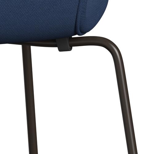 Fritz Hansen 3107 Stol Fuldpolstret, Brown Bronze/Fiord Mid Blue/Mid Blue