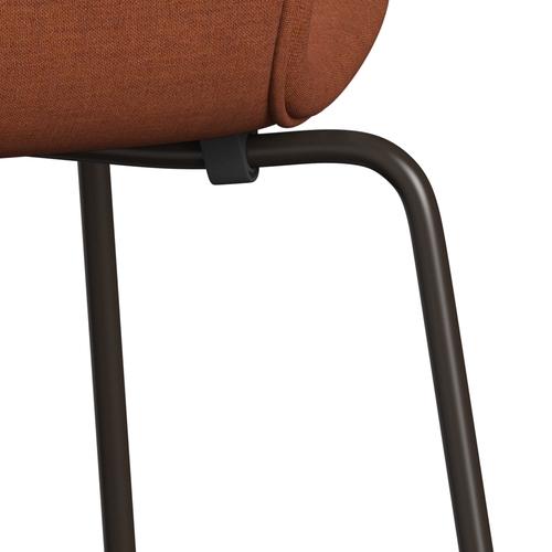 Fritz Hansen 3107 Stol Fuldpolstret, Brown Bronze/Remix Støvet Orange