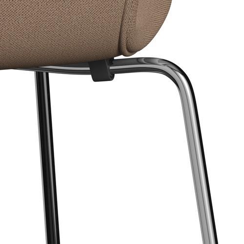 Fritz Hansen 3107 Stol Fuldpolstret, Forkromet Stål/Capture Sand/Brown