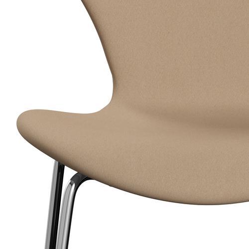 Fritz Hansen 3107 Stol Fuldpolstret, Forkromet Stål/Comfort Beige (C61003)