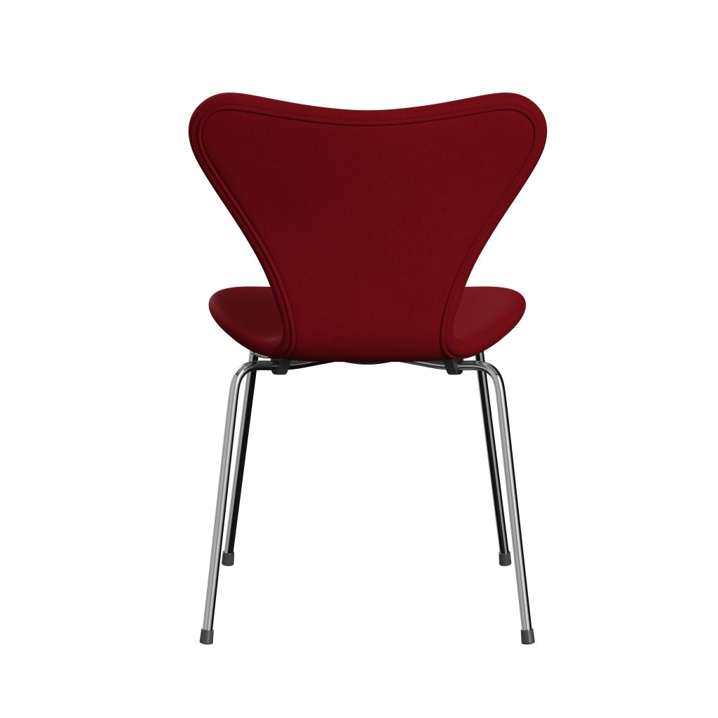 Fritz Hansen 3107 Stol Fuldpolstret, Forkromet Stål/Comfort Bordeaux Rød