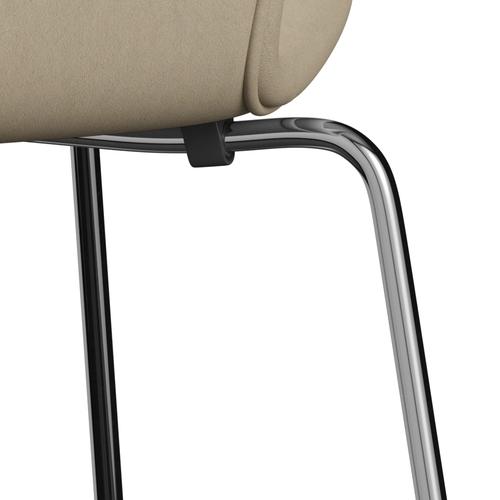 Fritz Hansen 3107 Stol Fuldpolstret, Forkromet Stål/Comfort Lys Sand (C61002)