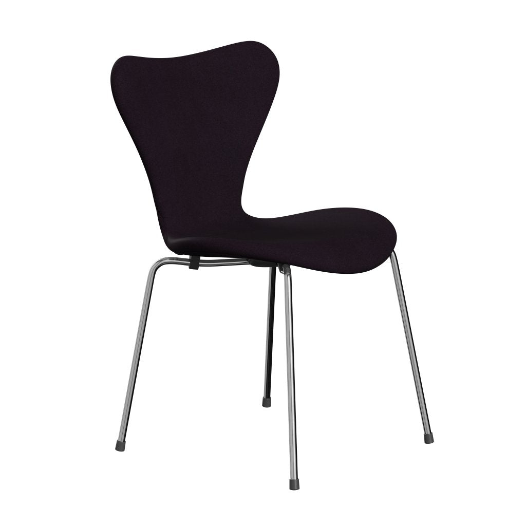 Fritz Hansen 3107 Stol Fuldpolstret, Forkromet Stål/Divina Aubergine (Div376)