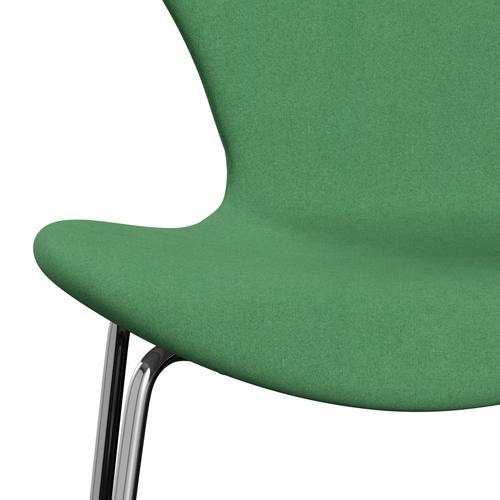 Fritz Hansen 3107 Stol Fuldpolstret, Forkromet Stål/Divina Grøn