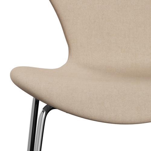 Fritz Hansen 3107 Stol Fuldpolstret, Forkromet Stål/Divina Md Creme