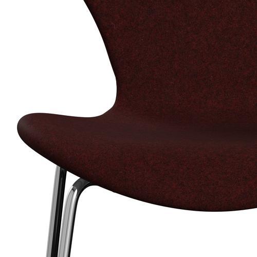 Fritz Hansen 3107 Stol Fuldpolstret, Forkromet Stål/Divina Melange Burgundy