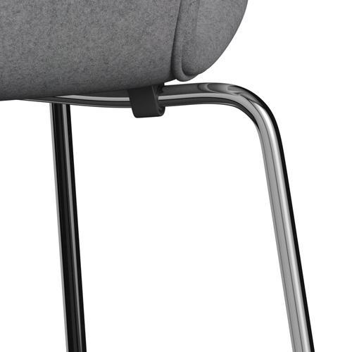 Fritz Hansen 3107 Stol Fuldpolstret, Forkromet Stål/Divina Melange Stone Grey