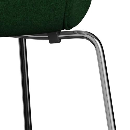 Fritz Hansen 3107 Stol Fuldpolstret, Forkromet Stål/Divina Melange Forrest Green