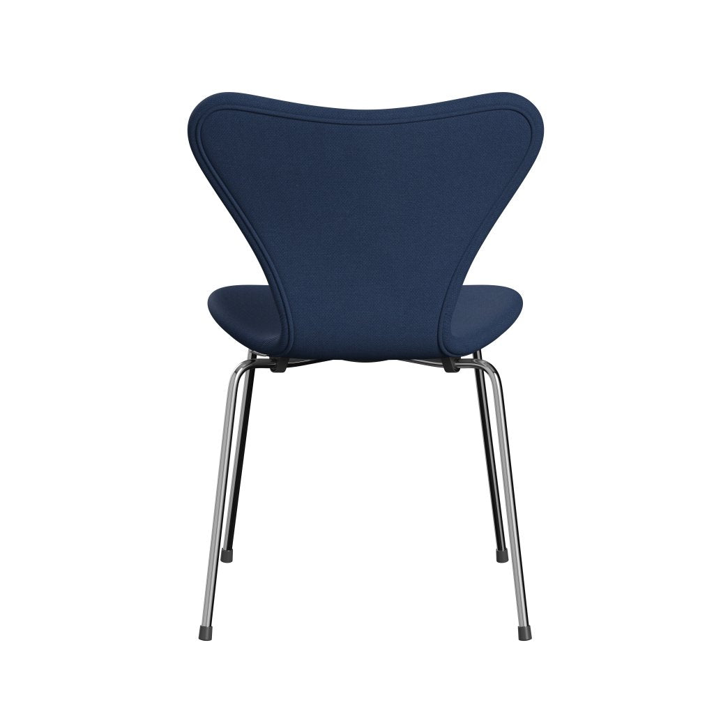 Fritz Hansen 3107 Stol Fuldpolstret, Forkromet Stål/Fiord Mid Blue/Mid Blue