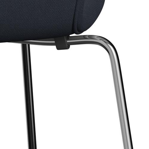 Fritz Hansen 3107 Stol Fuldpolstret, Forkromet Stål/Fiord Midnight Blue