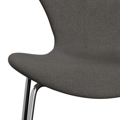 Fritz Hansen 3107 Stol Fuldpolstret, Forkromet Stål/Hallingdal Grey/Dark